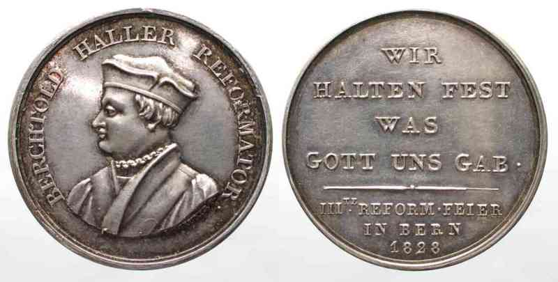 1828 Schweiz - Medaillen BERN Silver medal 1828 BERCHTOLD HALLER ...