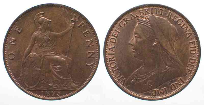 England GREAT BRITAIN Penny 1895 VICTORIA bronze UNC!!! # 64525 | MA-Shops