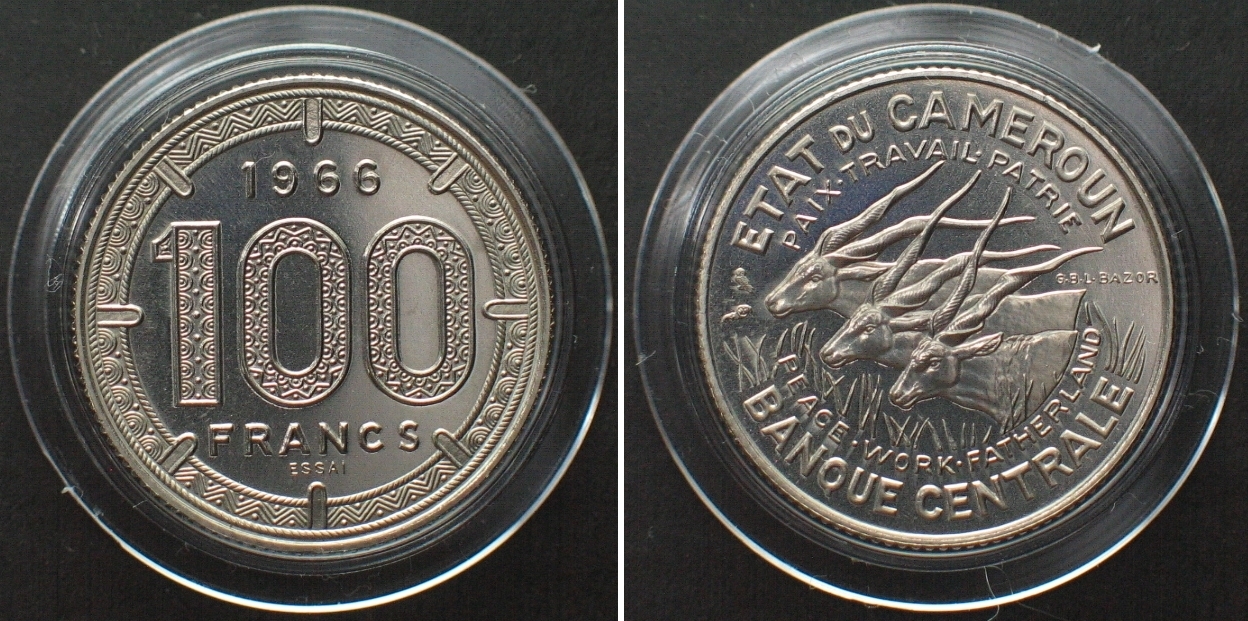 Kamerun CAMEROON - ESSAI 100 Francs CFA 1966 nickel BU | MA-Shops