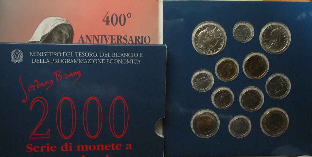 Italien ITALY 2000 Mint SET Lire 3388 w. 1000 Lire GIORDANO BRUNO silver  SCARCE! # 90082 st