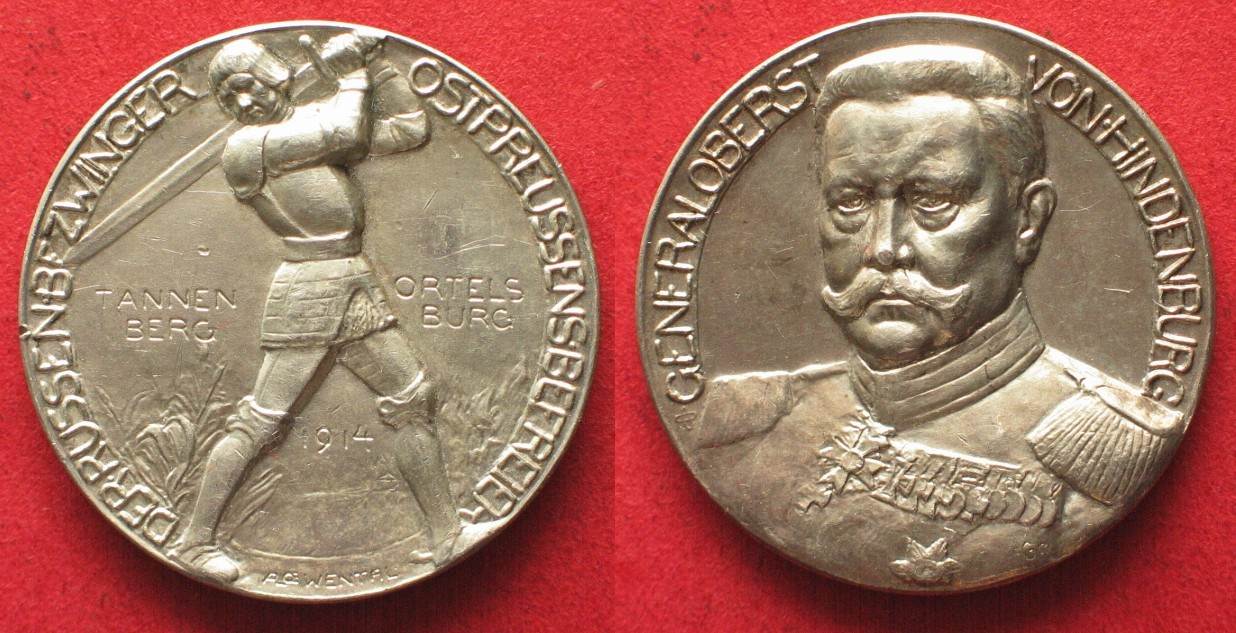 Deutschland - Medaillen GENERALOBERST v. HINDENBURG 1914 silver medal ...