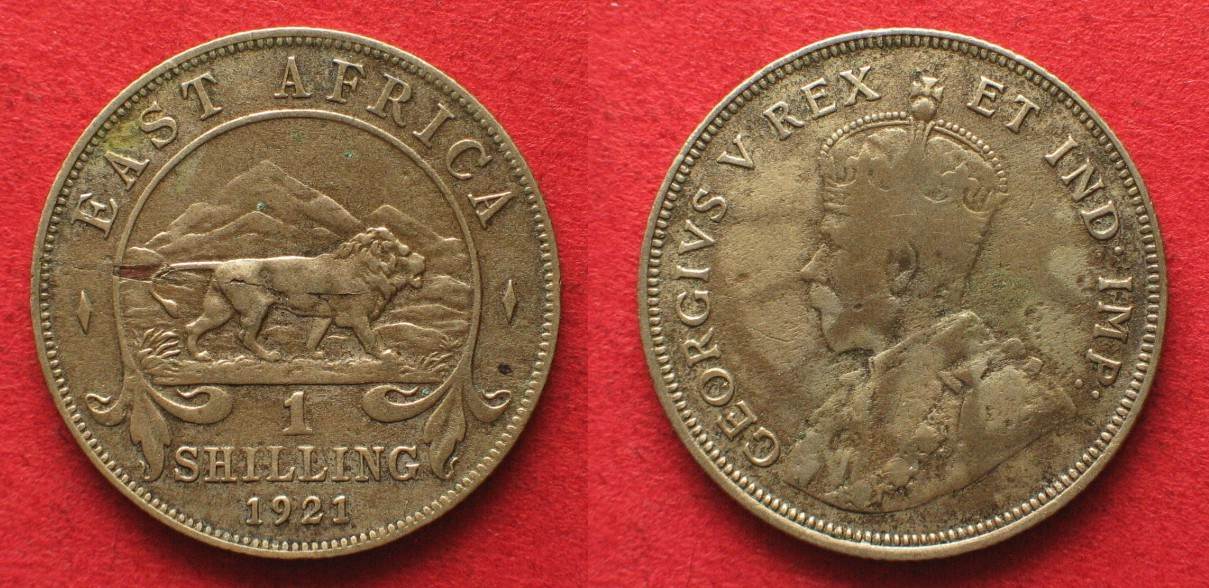 Britisch Ostafrika EAST AFRICA 1 Shilling 1921 GEORGE V silver VF # 94911