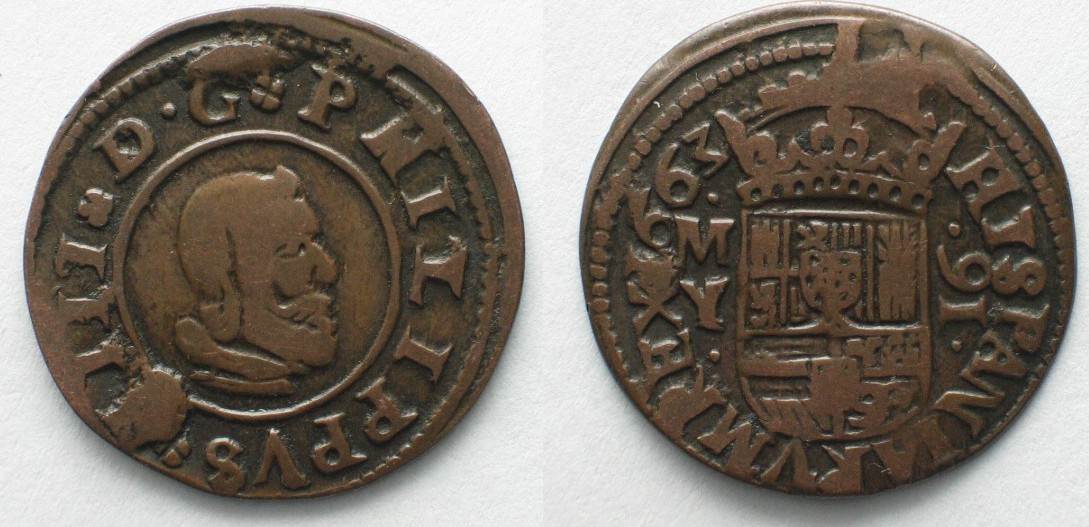 1663 spanien spain 16 maravedis 1663 my granada philip iv copper vf