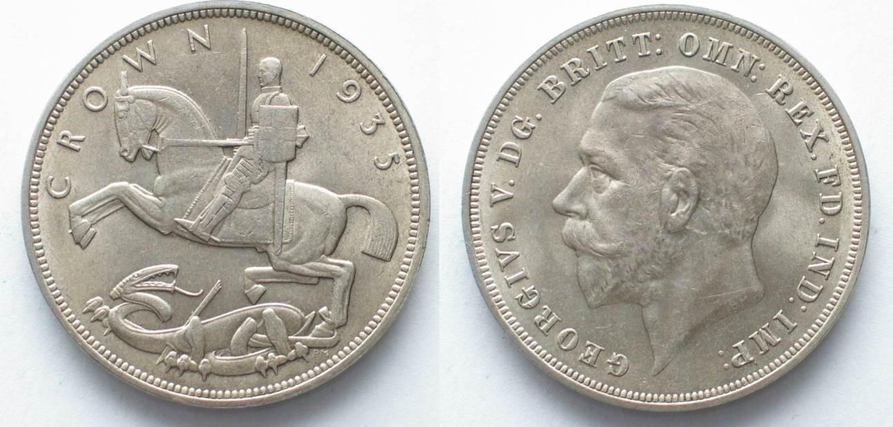 England GREAT BRITAIN Crown 1935 GEORGE V silver UNC-!!! # 98350 | MA-Shops