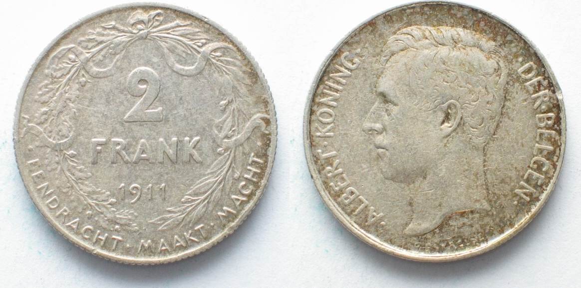 1911 belgien belgium 2 francs 1911 