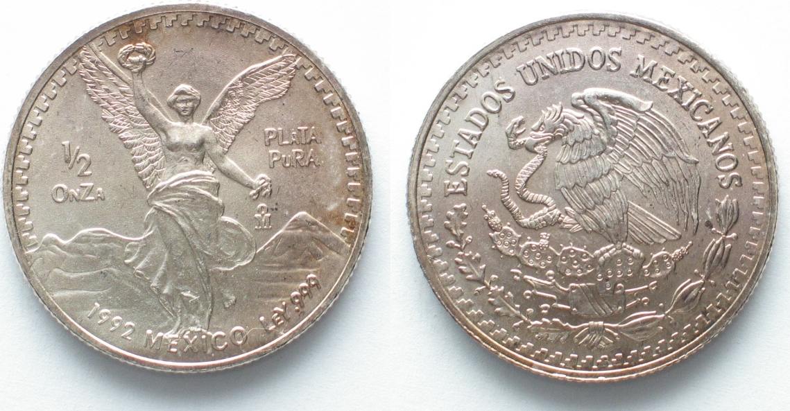 Mexiko MEXICO 1/2 Onza 1992 LIBERTAD silver 1/2 ounce UNC # 98828 | MA ...