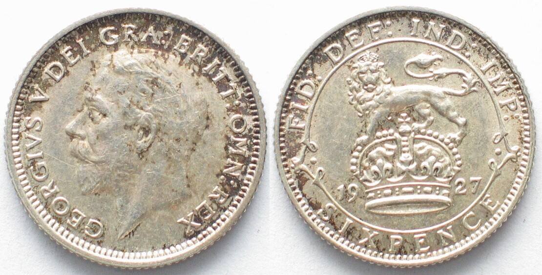 England GREAT BRITAIN Sixpence 1927 GEORGE V silver UNC-/BU! | MA-Shops