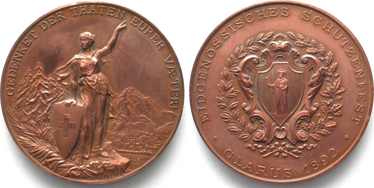 Schweiz - Medaillen GLARUS 1892 SHOOTING FESTIVAL Medal by ...