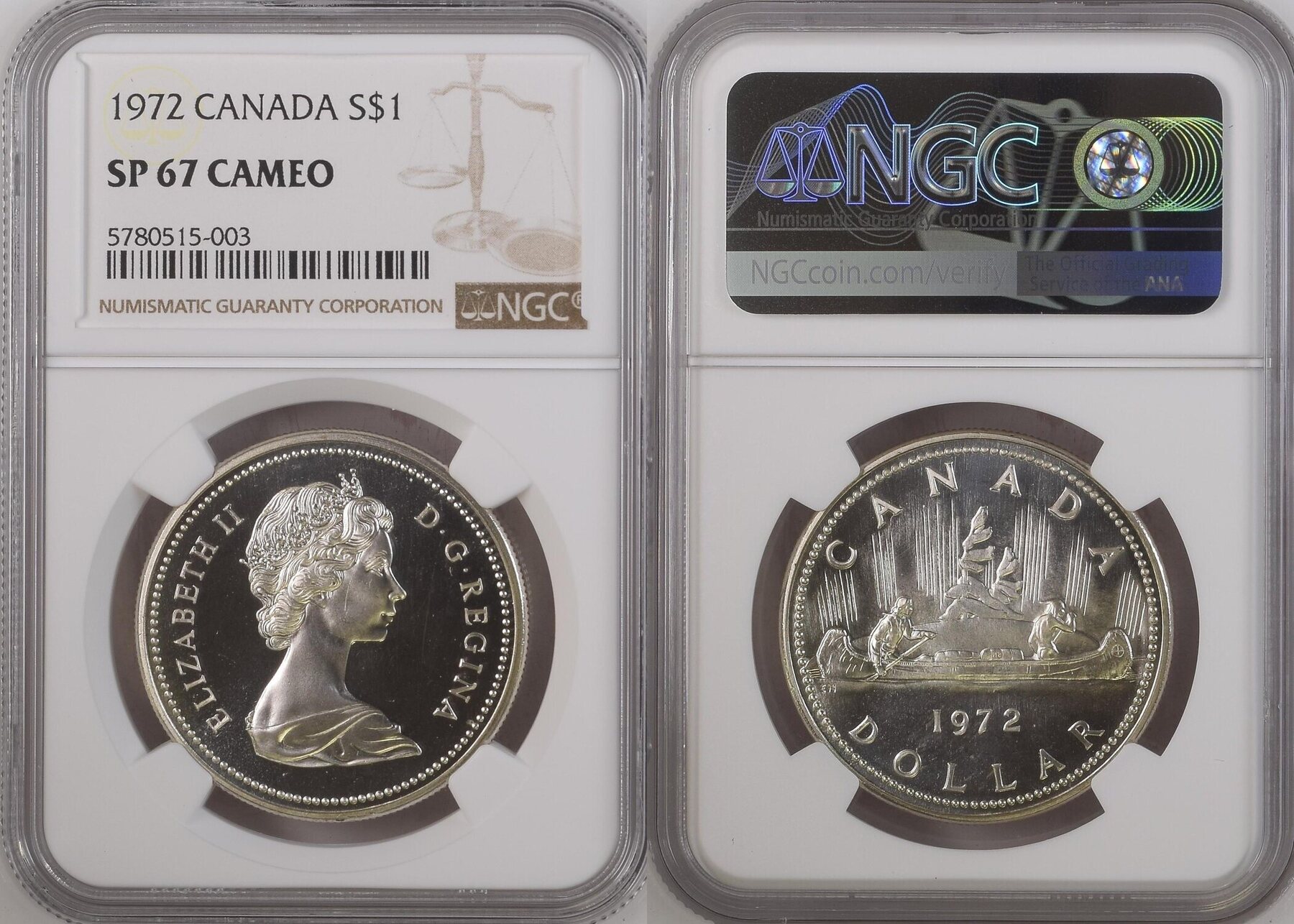 S$1 1972 CANADA VOYAGEUR PROOF SILVER DOLLAR - RARE!!! NGC Top Pop ...