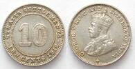 Straits Settlements STRAITS SETTLEMENTS 10 Cents 1918 GEORGE V silver AU! -
