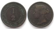 Straits Settlements STRAITS SETTLEMENTS 1/2 Cent 1872 H VICTORIA copper VF SCARCE!!! -
