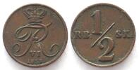 Dänemark DENMARK 1/2 Rigsbankskilling 1838 FREDERIK VI copper VF-XF -