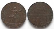 Frankreich FRANCE 2 Sols 1791 MONNERON Token bronze AU! -