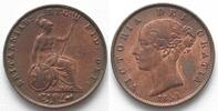 England GREAT BRITAIN. Halfpenny 1851 Dots on Shield, VICTORIA, copper SCARCE DATE! XF! -