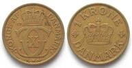Dänemark DENMARK 1 Krone 1935 CHRISTIAN X Al-Br KEY DATE! VF+ -