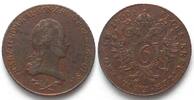 Haus Habsburg AUSTRIA 6 Kreuzer 1800 A Vienna mint FRANZ II copper XF! -