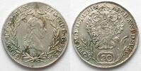 Haus Habsburg AUSTRIA 20 Kreuzer 1791 B Kremnitz mint LEOPOLD II silver AU! -