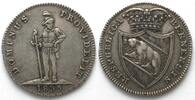 Schweiz - Bern 1/2 Taler Swiss BERN 2 Franken 1835 WARRIOR silver VF+ SCARCE!!! -