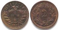Schweiz SWITZERLAND 2 Rappen 1938 Bronze UNC-!!! -