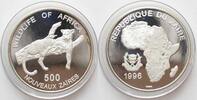 Zaire ZAIRE 500 Nouveaux Zaires 1996 Leopard WILDLIFE OF AFRICA silver Proof -