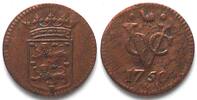 Niederländisch Indien NETHERLANDS EAST INDIES - WEST FRIESLAND Duit 1750 VOC copper XF! -