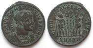 Roman Imperial CONSTANTIUS II AE Nummus 337-340 Antioch GLORIA EXERCITVS 18mm XF! -