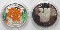Kongo - Brazzaville CONGO REPUBLIC 1000 Francs 1996 Jaguar FELIDAE silver multicolor Proof RARE!!! -