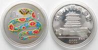 China CHINA. 10 Yuan 2001, lunar, Year of the Snake, silver, colored, Proof -