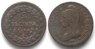 Frankreich FRANCE 2 Decimes An 4 (1795-96) A bronze XF! -