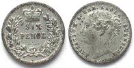 England - Spielgeld GREAT BRITAIN - PLAY MONEY 6 Pence ca.1870 by Lauer silvered brass 12mm -