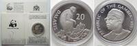 Gambia GAMBIA 20 Dalasis 1987 Temminck's Colobus Monkey WWF silver Proof -