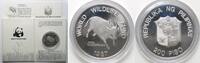 Philippinen PHILIPPINES 200 Piso 1987 Mindoro Buffalo WWF silver Proof folder & COA -