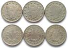 Vereinigte Staaten von Amerika US 3 x LIBERTY NICKEL 5 Cents 1901, 1909, 1910 -