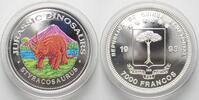 Äquatorialguinea ÄQUATORIALGUINEA 7000 Francos 1993 Styracosaurus DINOSAURIER Silber FARBE -