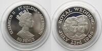 St. Helena & Ascension ST. HELENA & ASCENSION 50 Pence 1986 PRINCE ANDREW & SARAH FERGUSON silver Proof -