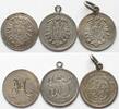Deutschland - Medaillen GERMAN EMPIRE. 3 charms about 1900 for a charm bracelet, silver or silvered -