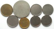 Schweiz 8 base metal planchets for international coins 1920-1990 -