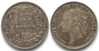 England GREAT BRITAIN Sixpence 1875 die number 77 VICTORIA silver aXF -