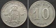 Schweden SWEDEN 10 Ore 1884 OSCAR II silver AU! -