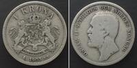 Schweden SWEDEN 1 Krona 1903 OSCAR II silver aVF -