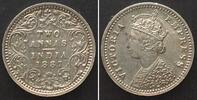 Indien Britisch BRITISH INDIA. 2 Annas 1887 B incuse, Bombay, VICTORIA, silver, UNC-! -