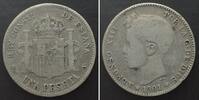 Spanien SPAIN 1 Peseta 1901 SM-V ALFONSO XIII silver VF -