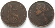 England GREAT BRITAIN Penny 1885 VICTORIA bronze VF+ -
