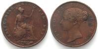 England RRR! GREAT BRITAIN. Halfpenny 1845 VICTORIA copper, KEY DATE! VF -