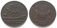 Indien Britisch India MADRAS PRESIDENCY 5 Cash (1 Falus) 1803 copper VF+ -