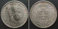 Portugal PORTUGAL 500 Reis 1891 CARLOS I silver AU! -