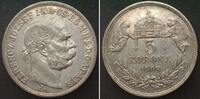 Haus Habsburg HUNGARY 5 Korona 1908 KB, FRANZ JOSEPH I silver AU! -