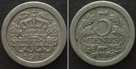 Niederlande NETHERLANDS 5 Cents 1909 WILHELMINA Cu-Ni KEY DATE! XF -