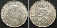 Niederlande NETHERLANDS 2-1/2 Gulden 1959 JULIANA silver UNC! -