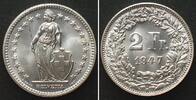 Schweiz SWITZERLAND 2 Franken 1947 silver BU!!! -